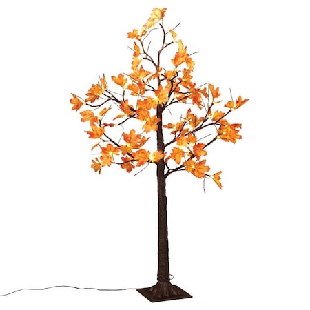 Gerson Gerson Warm White 48 ct 4 ft. LED Prelit Maple Leaf Lighted Tree Halloween Decor 2366880
